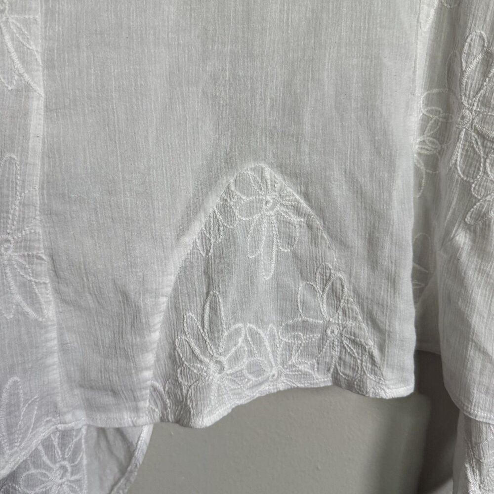 Boho Embroidered Cotton Open Front Cardigan Floral Top XXL White Cottagecore - Picture 11 of 12